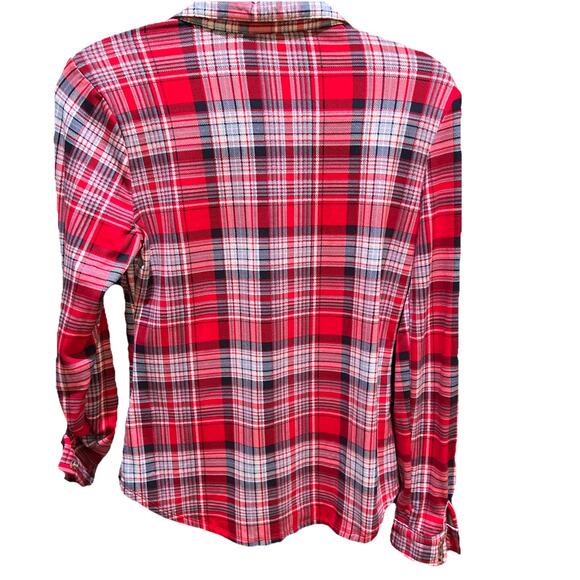 Rue21 Red Blue Plaid Roll Tab Sleeve Chest Pocket Spread Collar Shirt Size Small - Picture 4 of 4
